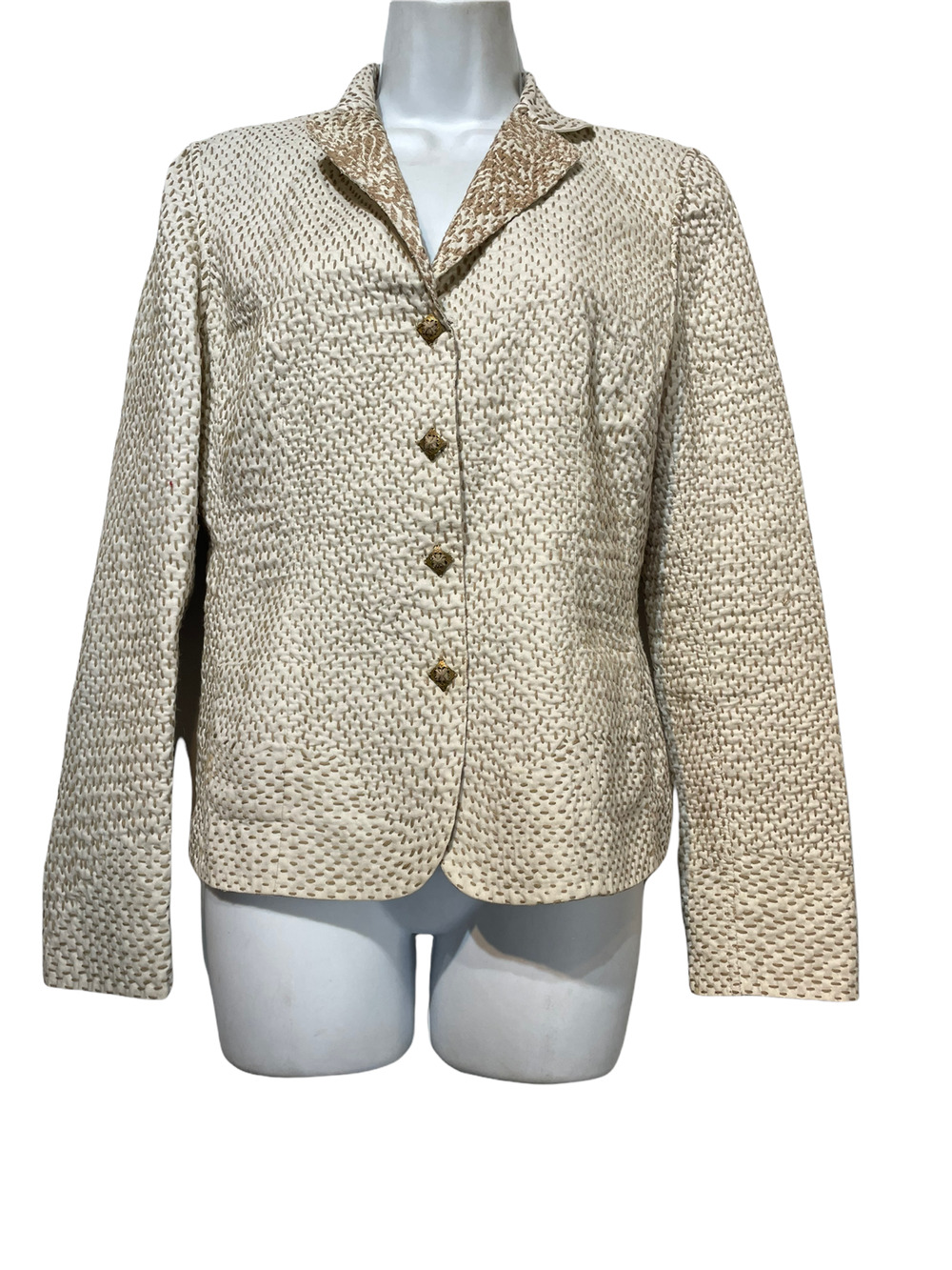 elie tahari beige Woven stitched reversible blazer Women’s Size M